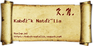 Kabók Natália névjegykártya